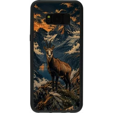 Samsung Galaxy S8+ Case Hülle - Silikon schwarz Linocut Gämse