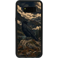 Samsung Galaxy S8+ Case Hülle - Silikon schwarz Linocut Grosser Rabe