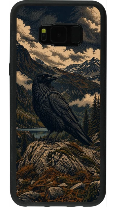 Coque Samsung Galaxy S8+ - Silicone rigide noir Linocut Grand Corbeau