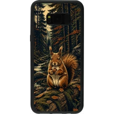 Samsung Galaxy S8+ Case Hülle - Silikon schwarz Linocut Eichhörnchen