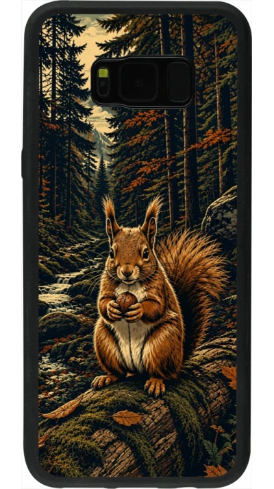 Coque Samsung Galaxy S8+ - Silicone rigide noir Linocut Ecureuil