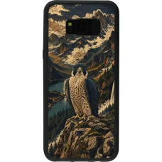 Samsung Galaxy S8+ Case Hülle - Silikon schwarz Linocut Wanderfalke
