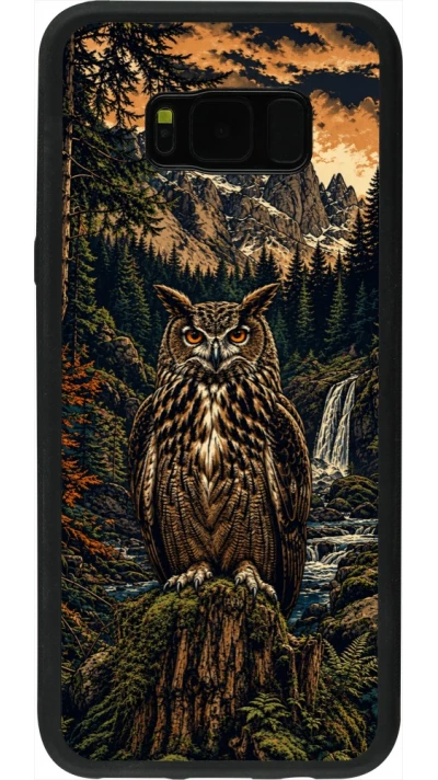 Coque Samsung Galaxy S8+ - Silicone rigide noir Linocut Grand-Duc