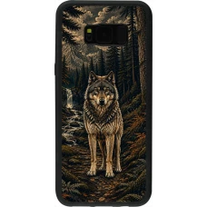 Coque Samsung Galaxy S8+ - Silicone rigide noir Linocut Loup