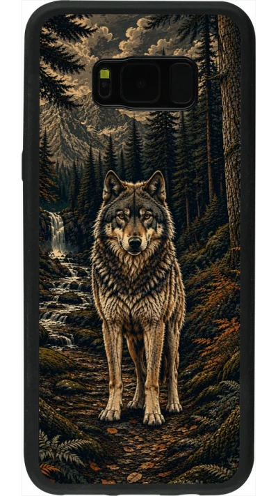 Coque Samsung Galaxy S8+ - Silicone rigide noir Linocut Loup