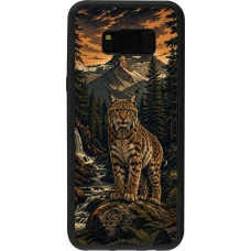 Samsung Galaxy S8+ Case Hülle - Silikon schwarz Linocut Luchs