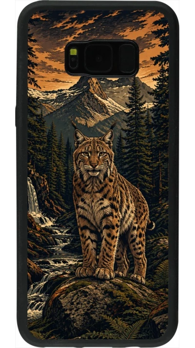 Coque Samsung Galaxy S8+ - Silicone rigide noir Linocut Lynx