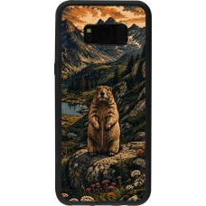 Coque Samsung Galaxy S8+ - Silicone rigide noir Linocut Marmotte