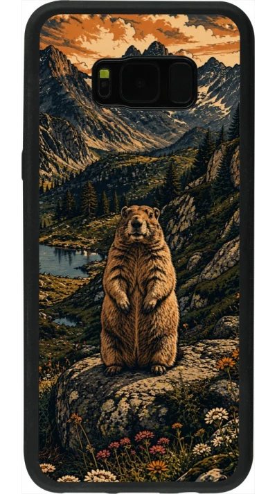 Coque Samsung Galaxy S8+ - Silicone rigide noir Linocut Marmotte
