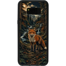Samsung Galaxy S8+ Case Hülle - Silikon schwarz Linocut Fuchs