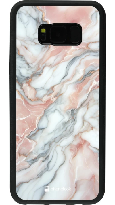 Coque Samsung Galaxy S8+ - Silicone rigide noir Marbre Rose Lumineux