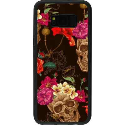 Coque Samsung Galaxy S8+ - Silicone rigide noir Skulls and flowers