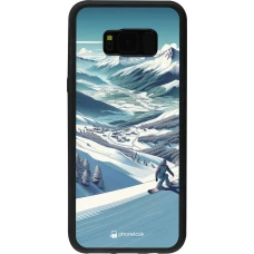 Coque Samsung Galaxy S8+ - Silicone rigide noir Snowboarder Montagne
