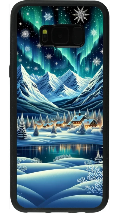 Coque Samsung Galaxy S8+ - Silicone rigide noir Snowy Mountain Village Lake night