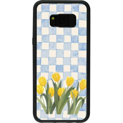 Coque Samsung Galaxy S8+ - Silicone rigide noir Blue vichy tulips Spring 2026
