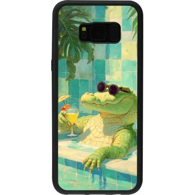 Coque Samsung Galaxy S8+ - Silicone rigide noir Crocodile in the swimming pool Summer 2026