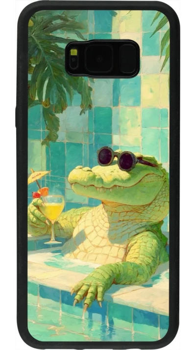 Coque Samsung Galaxy S8+ - Silicone rigide noir Crocodile in the swimming pool Summer 2026