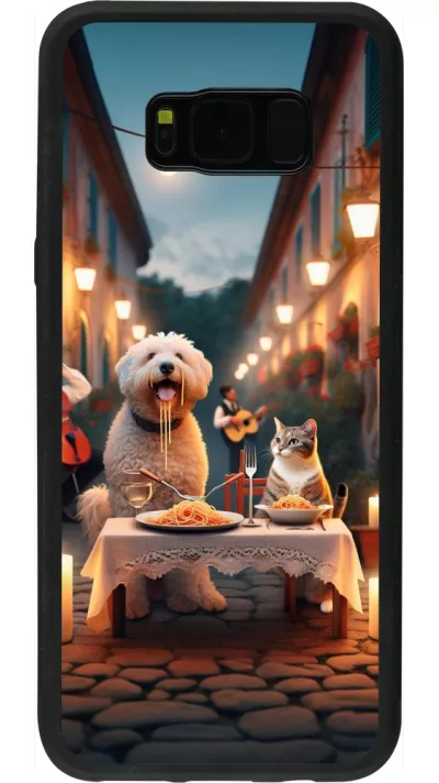 Coque Samsung Galaxy S8+ - Silicone rigide noir Valentine 2024 Dog & Cat Candlelight