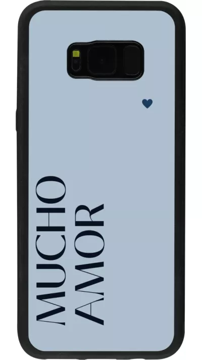 Coque Samsung Galaxy S8+ - Silicone rigide noir Valentine 2024 mucho amor azul