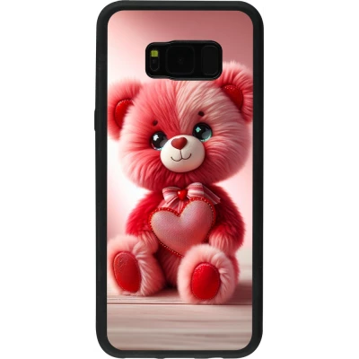 Coque Samsung Galaxy S8+ - Silicone rigide noir Valentine 2024 Ourson rose