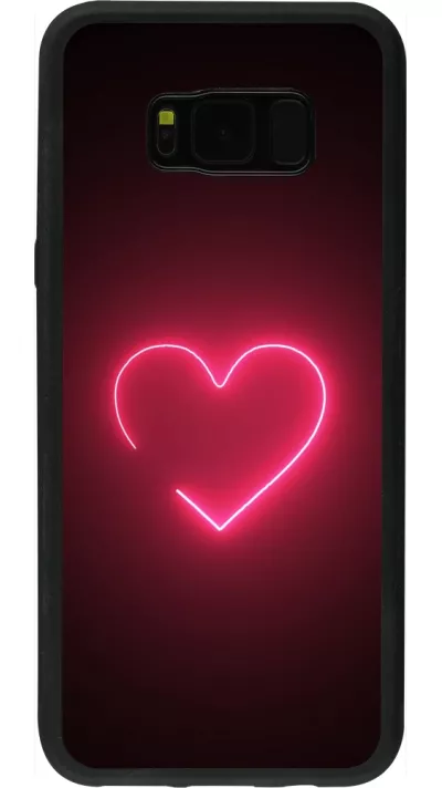 Coque Samsung Galaxy S8+ - Silicone rigide noir Valentine 2023 single neon heart
