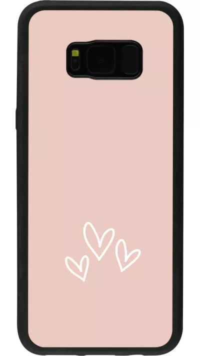 Coque Samsung Galaxy S8+ - Silicone rigide noir Valentine 2023 three minimalist hearts