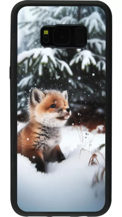 Coque Samsung Galaxy S8+ - Silicone rigide noir Noël 2023 Renardeau sapin