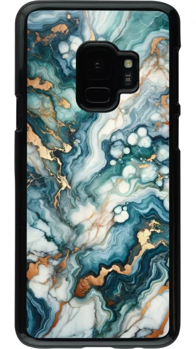 Samsung Galaxy S9 Case Hülle - Grüner Blauer Goldener Marmor