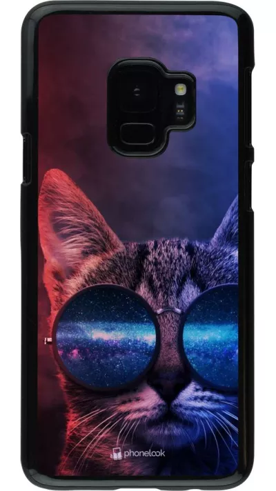 Coque Samsung Galaxy S9 - Red Blue Cat Glasses