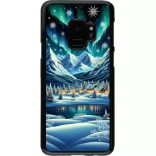 Samsung Galaxy S9 Case Hülle - Verschneites Bergdorf am See in der Nacht