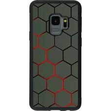 Coque Samsung Galaxy S9 - Silicone rigide noir Geometric Line red