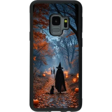Coque Samsung Galaxy S9 - Silicone rigide noir Halloween 2026 Witch with a cat