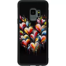 Samsung Galaxy S9 Case Hülle - Silikon schwarz Valentin 2024 Schwarzes Herz Abstrakt