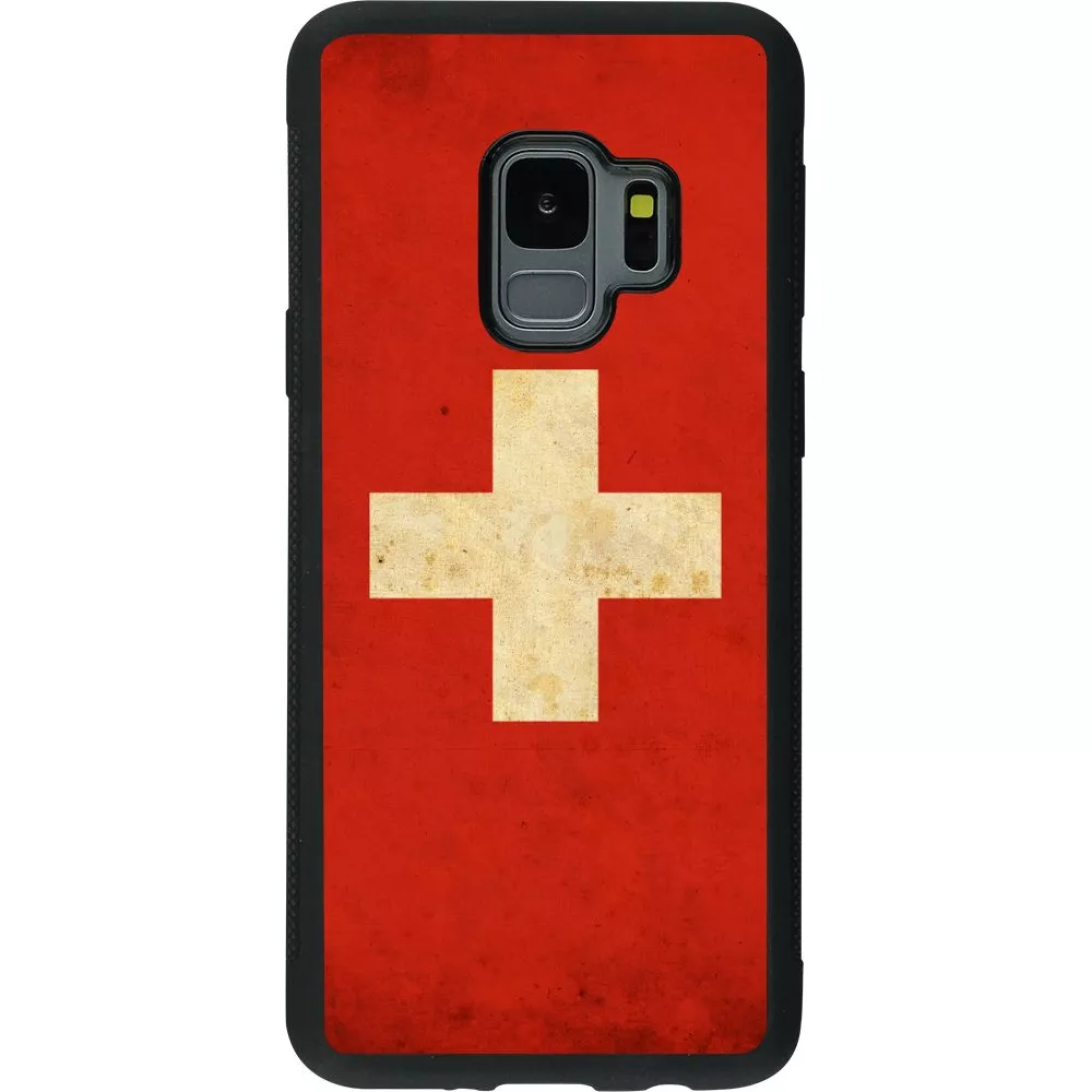 Hülle Samsung Galaxy S9 - Silikon schwarz Vintage Flag SWISS