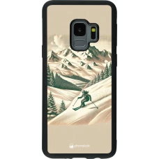 Coque Samsung Galaxy S9 - Silicone rigide noir Vintage Ski Mountain