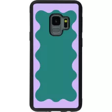 Samsung Galaxy S9 Case Hülle - Silikon schwarz Wavy Rectangle Green Purple