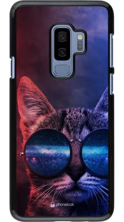 Coque Samsung Galaxy S9+ - Red Blue Cat Glasses