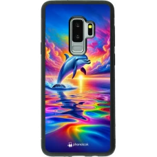 Samsung Galaxy S9+ Case Hülle - Silikon schwarz Glücklicher Regenbogen-Delfin