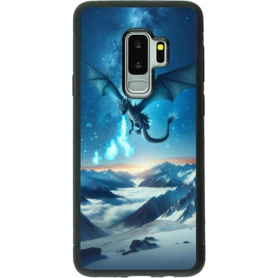 Coque Samsung Galaxy S9+ - Silicone rigide noir Dragon nocturne montagne