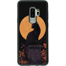 Coque Samsung Galaxy S9+ - Silicone rigide noir Halloween 2026 Cat Art Nouveau