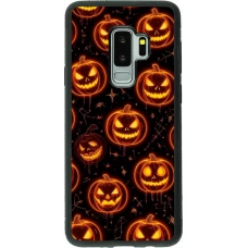 Coque Samsung Galaxy S9+ - Silicone rigide noir Halloween 2026 Pattern Pumpkins