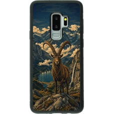 Samsung Galaxy S9+ Case Hülle - Silikon schwarz Linocut Steinbock
