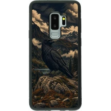 Samsung Galaxy S9+ Case Hülle - Silikon schwarz Linocut Grosser Rabe