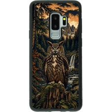 Samsung Galaxy S9+ Case Hülle - Silikon schwarz Linocut Uhu