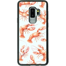 Coque Samsung Galaxy S9+ - Silicone rigide noir Pattern de homards pastels