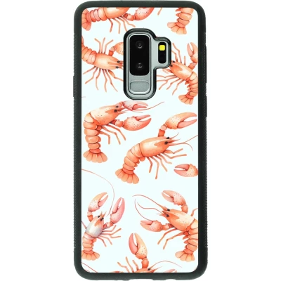 Coque Samsung Galaxy S9+ - Silicone rigide noir Pattern de homards pastels
