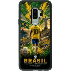 Coque Samsung Galaxy S9+ - Silicone rigide noir Football Brésil splash 2026