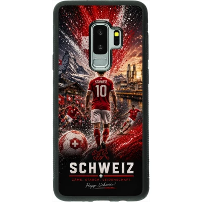 Samsung Galaxy S9+ Case Hülle - Silikon schwarz Fussball Schweiz splash 2026