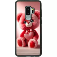 Coque Samsung Galaxy S9+ - Silicone rigide noir Valentine 2024 Ourson rose