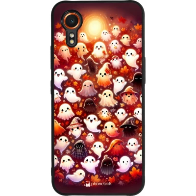 Coque Samsung Galaxy XCover 7 - Silicone rigide noir Fantômes automne mignons